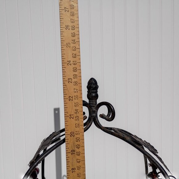 Wrought Iron Wine Rack 6 Bottle Holder Lucite Grape Accents MCM Tuscan Decor Vtg - Picture 10 of 16